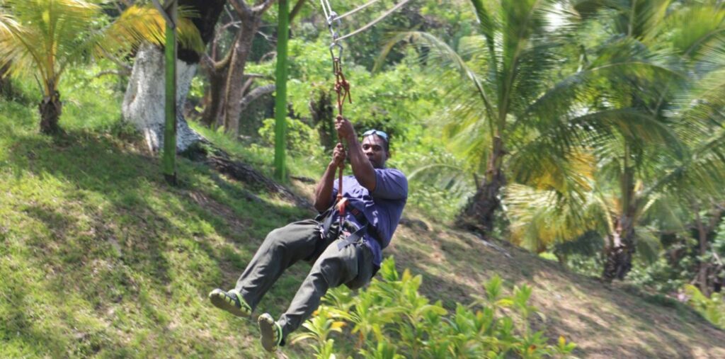 man-ziplining